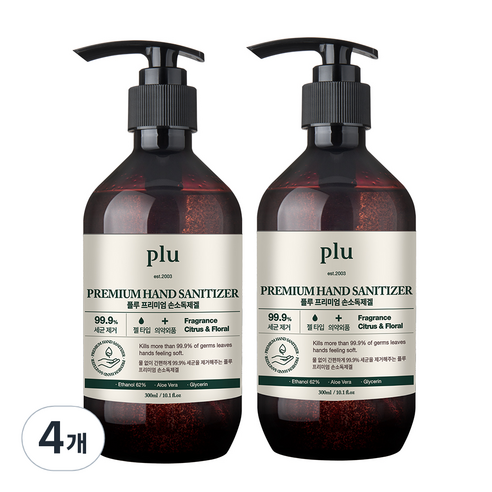 플루 프리미엄 손소독제겔, 300ml, 4개