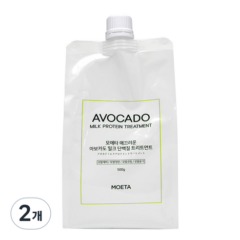 모에타 매끄러운 아보카도 밀크 단백질 헤어트리트먼트, 500g, 2개