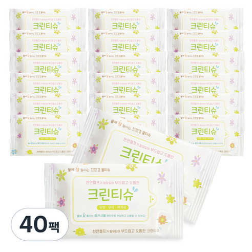 크린티슈 물에 잘풀어지는 친환경 물티슈, 10매, 40개