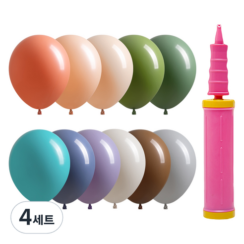 조이파티 조이벌룬 아티스트 풍선 30cm 100p + 손펌프 세트, 풍선(랜덤발송) + 손펌프(핑크), 4세트