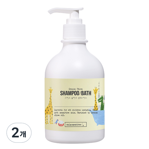 캄모멘트리 그리스 올리브 건조 보습 키즈 바스 올인원 클렌저, 350ml, 2개
