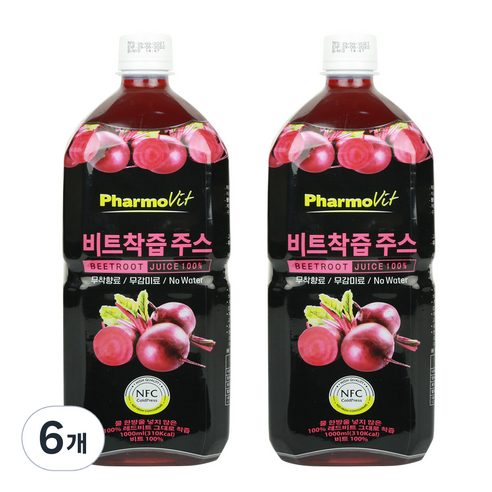 파모빗 레드비트 착즙 주스, 1000ml, 6개