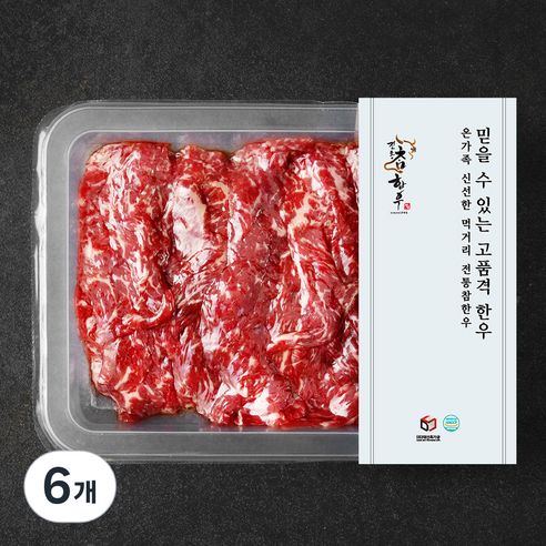 전통참한우 1+등급 샤브샤브용 (냉장), 300g, 6개