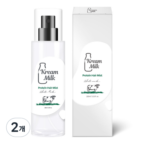 크림밀크 단백질 헤어 미스트 화이트머스크향, 2개, 105ml