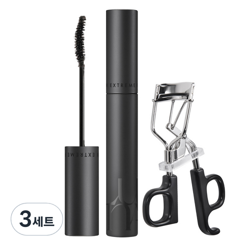 루나 래쉬 익스트림 픽싱 마스카라 + 컬 픽싱 뷰러 세트, 3세트, 블랙