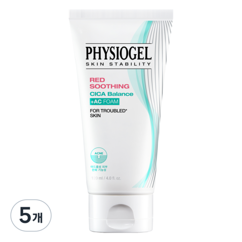 피지오겔 레드 수딩 시카밸런스 AC 폼클렌저, 120ml, 5개