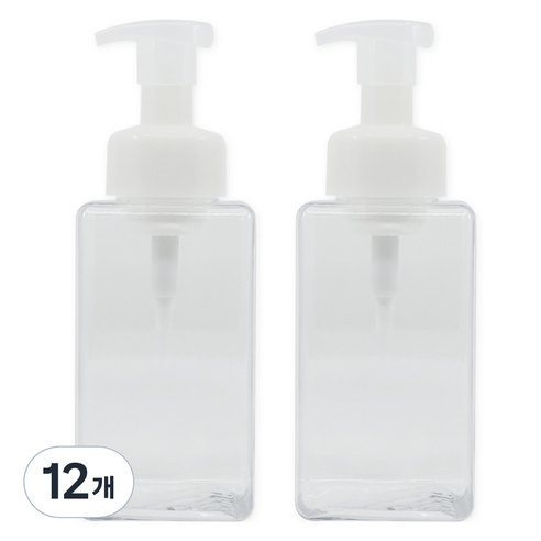 뉴앤룩 디스펜서 핸드워시 거품용기 450ml, 투명, 12개
