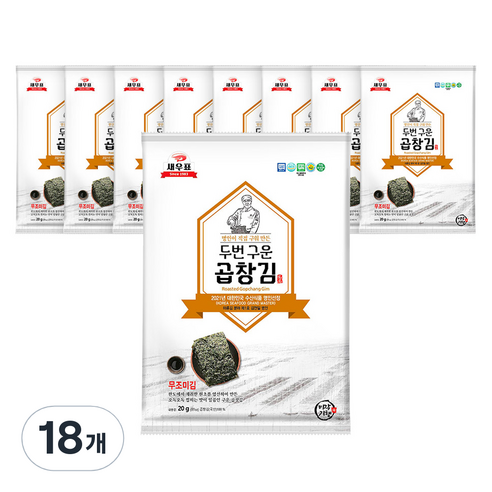 새우표 두번 구운 곱창김, 20g, 18개