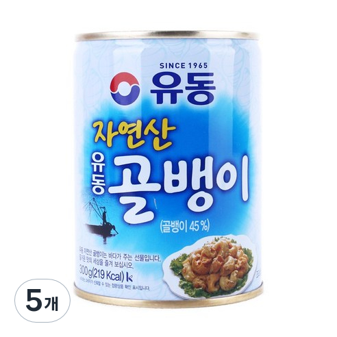 유동 자연산 골뱅이 통조림, 300g, 5개