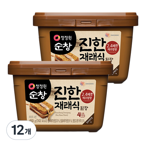 청정원 재래식 집된장 사각, 450g, 12개