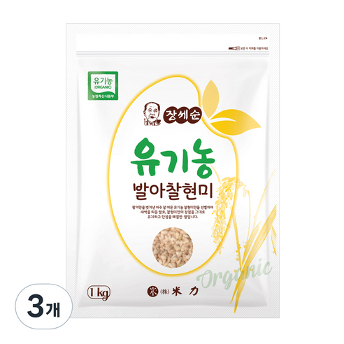 장세순 유기농 발아 찰현미, 1kg, 3개
