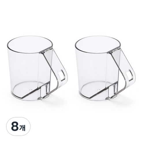맥라이프 욕실 거꾸로 칫솔 꽂이 양치컵, 투명, 8개