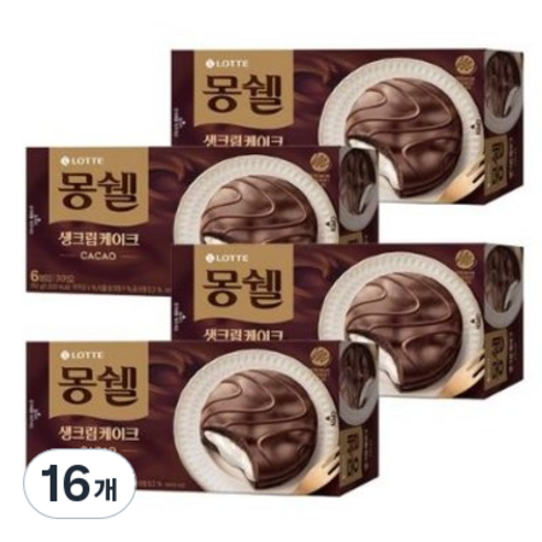 롯데제과 몽쉘 카카오 생크림 케이크, 192g, 16개