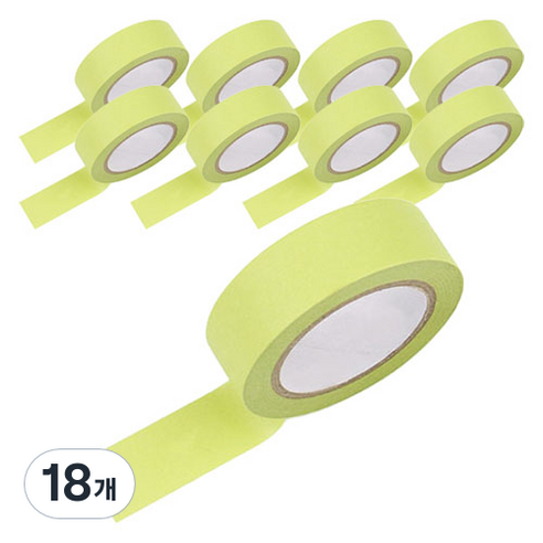 그래다다 컬러 테이프 45mm x 15 mm x 10m, 라임, 18개