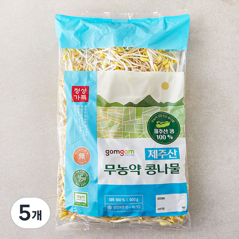 곰곰 제주산 무농약 콩나물, 500g, 5개