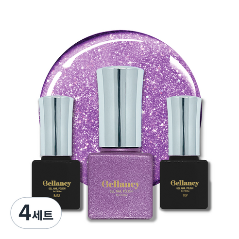 벨랑시 원스텝 젤네일 5ml + 젤네일 베이스 5ml + 젤네일 탑 5ml 세트, 4세트, 벨랑시 베이스 5ml+SN 38 퍼플 글리터 5ml+벨랑시 탑 5ml