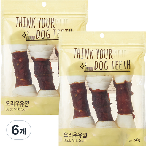 띵크유어도그티 딩고 우유껌 대형 3p, 오리우유, 240g, 6개