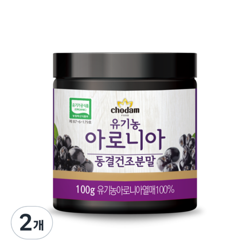 초담식품 유기농 동결건조 아로니아 분말, 2개, 100g