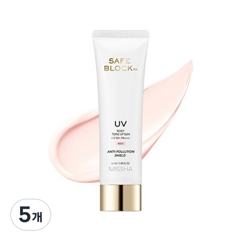 미샤 세이프블록 RX UV 로지 톤업 선크림 SPF50+ PA++++, 5개, 50ml