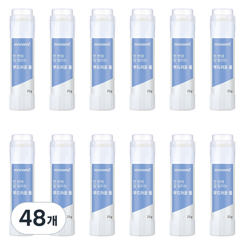 모나미 한 번에 잘 발리는 부드러운 풀, 25g, 48개