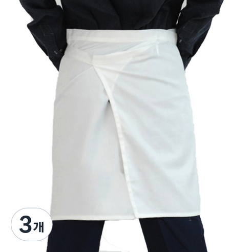 하프 랩 허리 앞치마, 화이트, 3개
