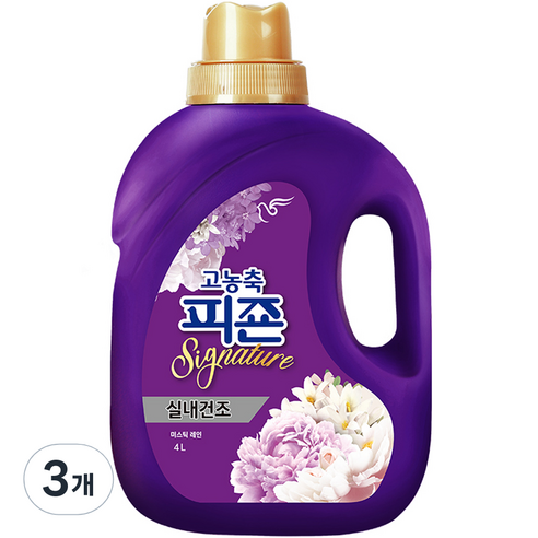 피죤 고농축 실내건조 시그니처 미스틱레인 본품, 4L, 3개