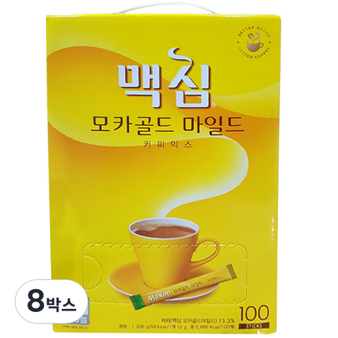 맥심 모카골드 마일드 커피믹스, 11.7g, 100개입, 8박스