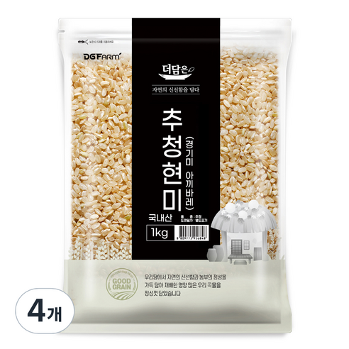 더담은 추청 아끼바레 현미, 1kg, 4개