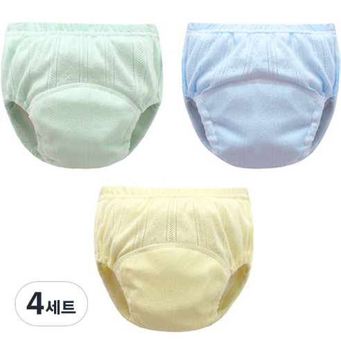 엠케이 남아용 펀칭 단색파스텔 배변훈련팬티 3종 세트, 랜덤발송, 4세트