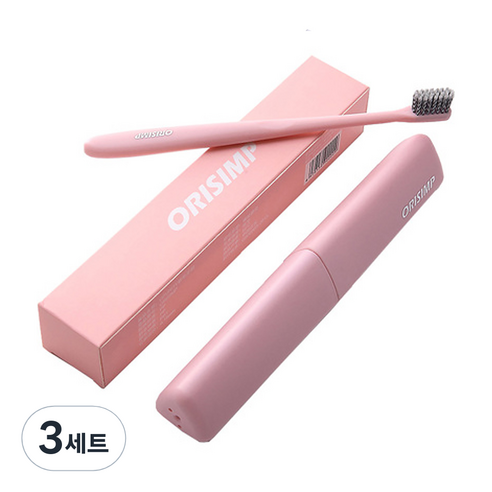 디엠코퍼레이션 알럽홈 심플 컬러 칫솔 + 케이스 핑크, 3세트
