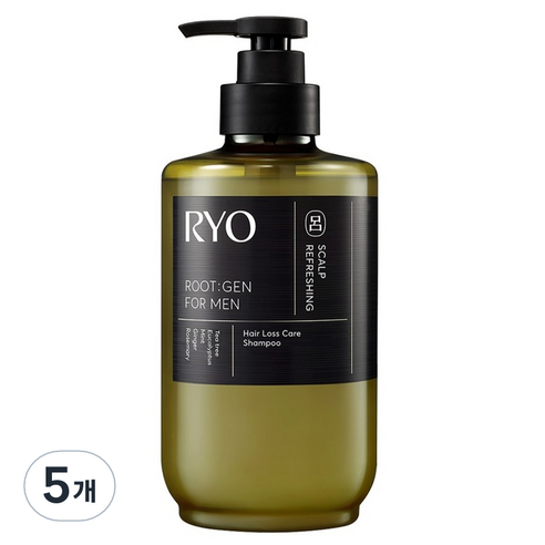 려 남성용 루트젠 약산성 단백질 두피 탈모 샴푸 베르가못 앤 라벤더향, 515ml, 5개