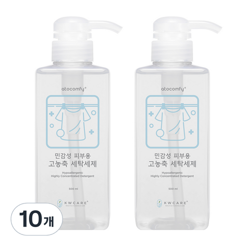 아토컴피 민감성 피부용 고농축 세탁 세제 본품, 500ml, 10개