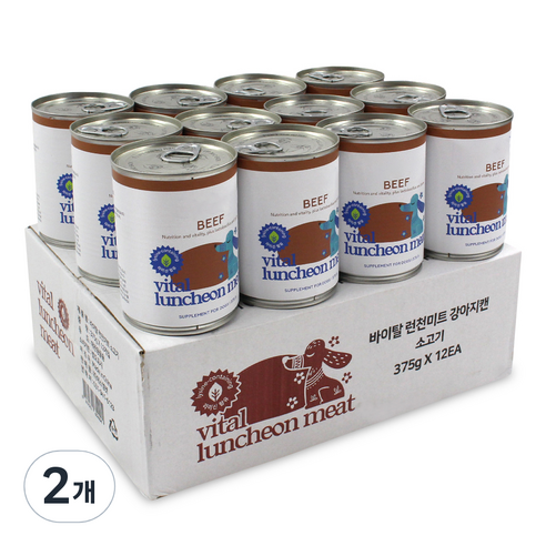 댕냥이라이프 강아지 바이탈 런천미트 간식 캔 12p, 375g, 2개, 소고기