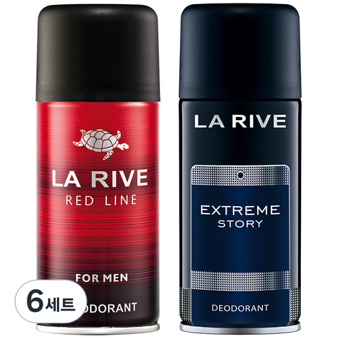 라리브 남성용 맨 퍼퓸 데오드란트 레드라인 150ml + 익스트림 스토리 150ml 세트, 6세트