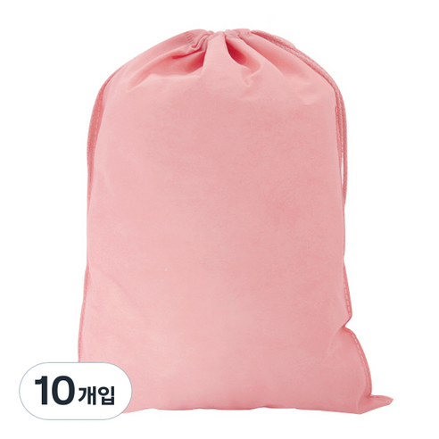 봄91 SYP 연핑크 끈조리개 부직포 주머니 30 x 40 cm, 10개입