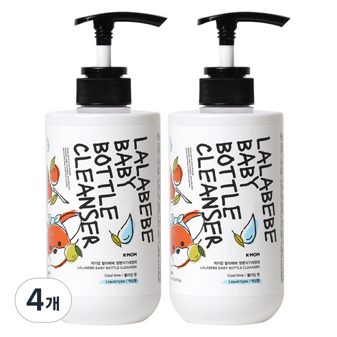 케이맘 랄라베베 유아용 젖병식기세정제 액상형 쿨라임향, 500ml, 4개