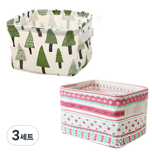 더자카 패브릭 사각 바스켓 2종, A타입, 3세트