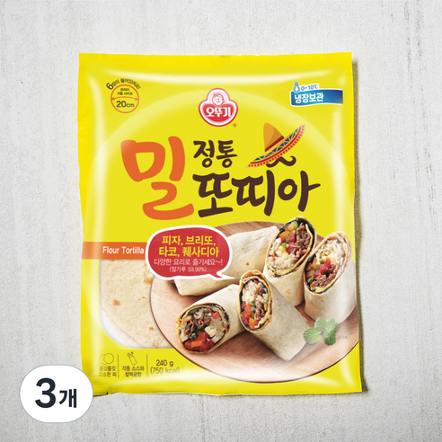 오뚜기 정통 밀 또띠아, 40g, 6개입, 3개