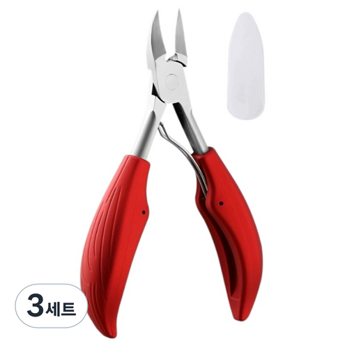 편한 그립감 두꺼운 발톱깎이 관리 니퍼, 레드, 3세트