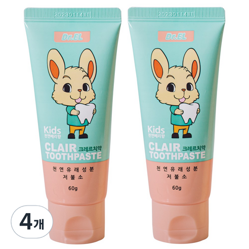 이엘 키즈 크레르 치약, 60g, 4개