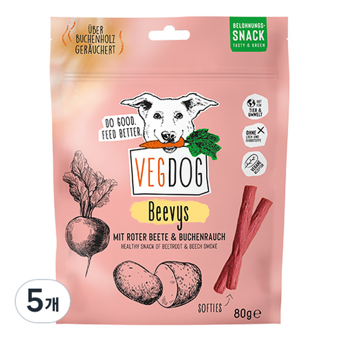 베지독 숯불고기향 독일 강아지 비건 소시지 간식 80g, 비트, 5개