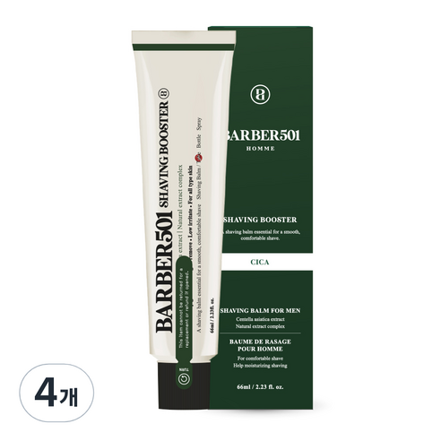 바버501 쉐이빙 부스터 면도 크림 그린, 66ml, 4개