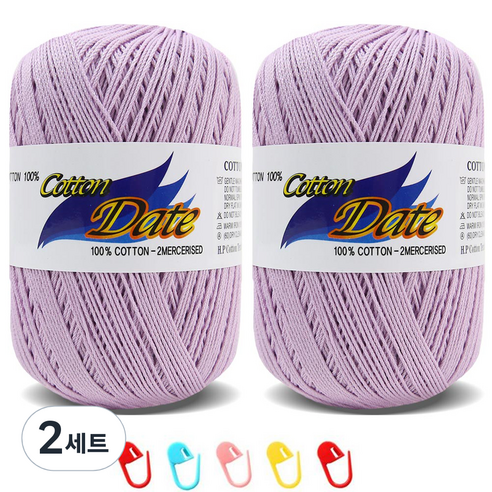 니뜨 코튼데이트 뜨개실 75g 2p + 단수링 5p 세트, 943 연보라, 2세트