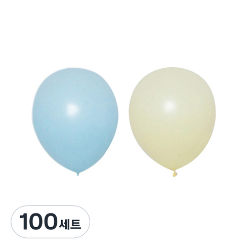 파티쇼 매트 파스텔 풍선 2종 세트 30cm, 블루, 옐로우, 100세트