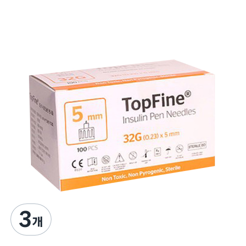 탑파인 펜니들 인슐린주사침 멸균 32G 5mm, 3개