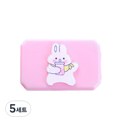 귀여운 캐릭터 아크릴 휴대용 컴팩트 렌즈통 케이스 세트, 08, 5세트