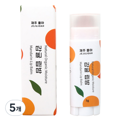 제주동백오일 재주좋아 투명 립밤 입술보호제, 5개, 감귤, 5ml