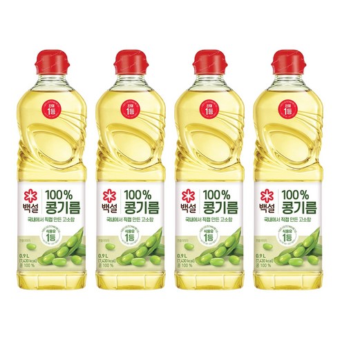 백설 콩기름, 900ml, 4개