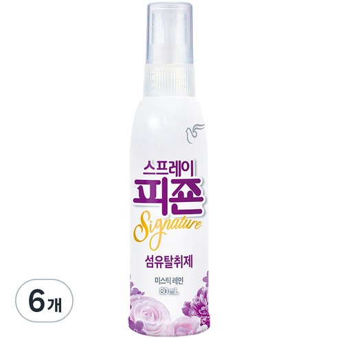 스프레이 피죤 섬유탈취제 강력탈취 시그니처, 80ml, 6개, 미스틱레인