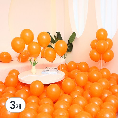 피앤비유니티 스탠다드 라운드 풍선 25cm 100p, 16 오렌지, 3개
